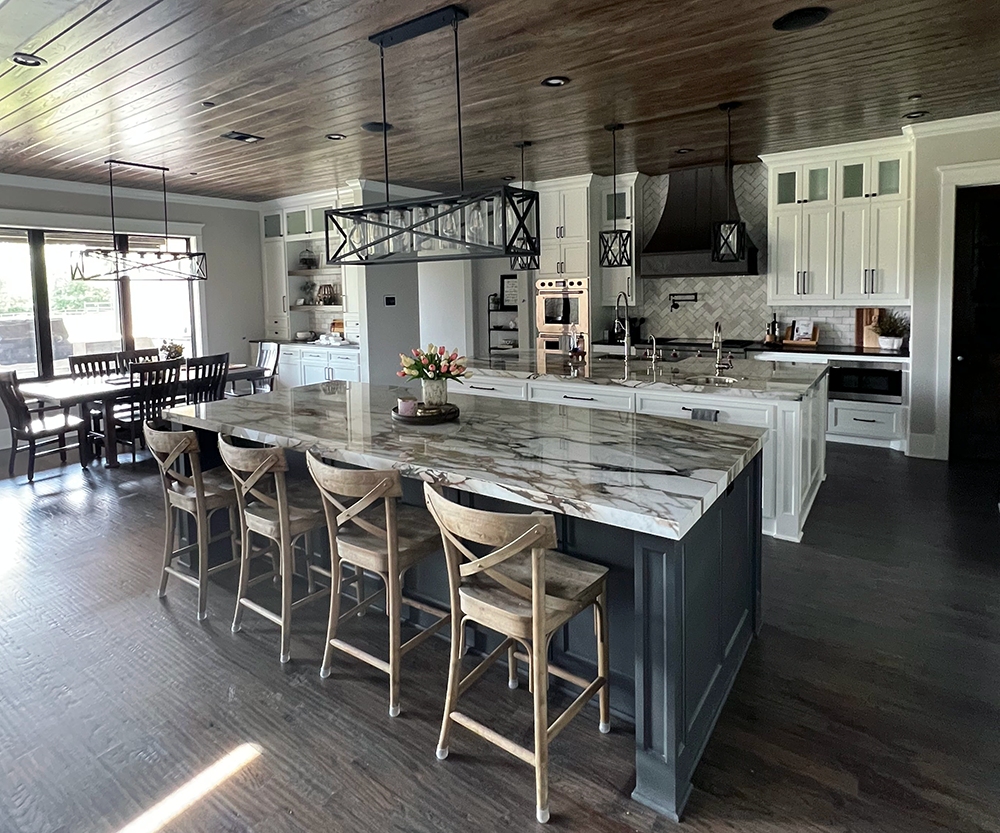 Finished Custom Kitchen Build Features Double Islands